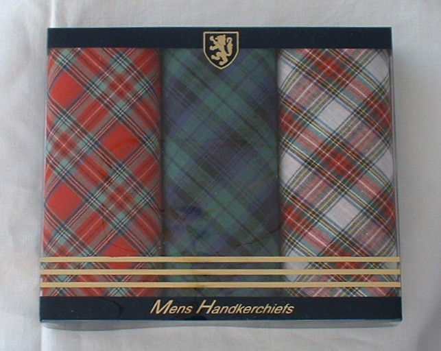 Box of 3 Mens Tartan Handkerchiefs - Click Image to Close