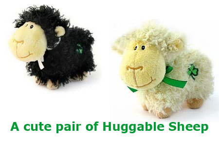 One Pair of Black and Cream Huggable Sheep - Click Image to Close