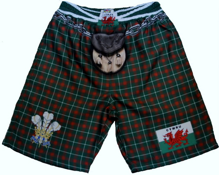 Wales Tartan Kilt Shorts - Small - Click Image to Close