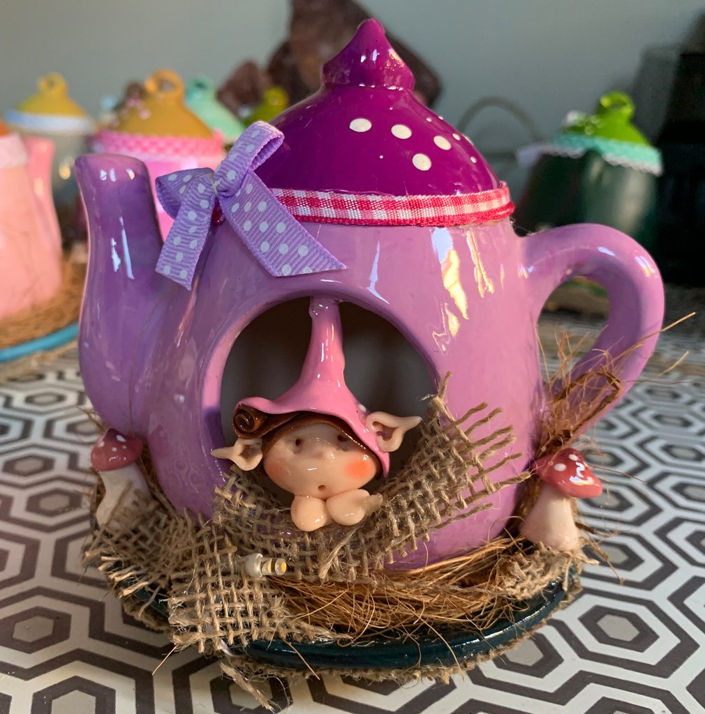 Fantasy Fairy Teapot Purple - Click Image to Close